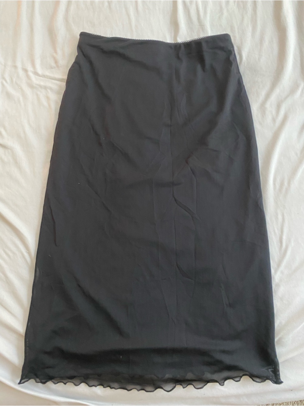Forever 21 Black Pencil Skirt with Lettuce Hem